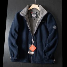 2024 Winter Thicken Fleece Men Jacket Pockets Casual Polar Jackets Outdoor ColdProof Warm Overcoat Plus Size Outwear 240119
