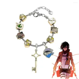 Charm Bracelets In Japan Anime Attack On Titan Bangle Jewellery Metal Lobster Buckle Snake Chain Beaded Bangles For Men Women Fans Gift