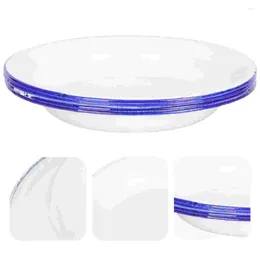 Dinnerware Sets 4 Pcs Enamel Plate Household Holder Plates Decorative Container Blue Platter Retro Trays Dishes White