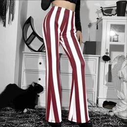 Women's Pants Ladies Flare Stretch Vertical Stripe Long High Waist Bell Bottoms Trousers For Fine Woman Ropa De Mujer