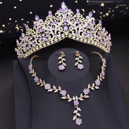 Hair Clips Princess Diadem Wedding Crown Sets Rhinestone Crystal Tiaras Bride Headwear Bridal And Necklace Jewelry Accessory