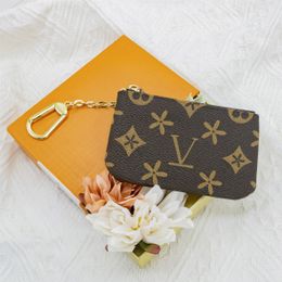 Designer zippy wallet small key coin purse High quality keychain card holder Women's mens wallets Luxury old flower Leather Purses pouch Cardholder wristlet pocket