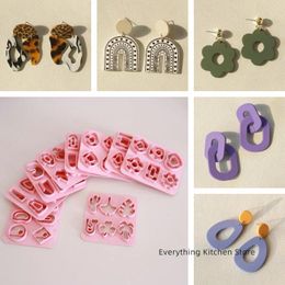 Craft Tools 6Type/Set Mini Leaf Flower Geometry Pattern Polymer Clay Cutter 3D Printing 0.4mm Cutout DIY Soft Pottery Earring Mould Tool