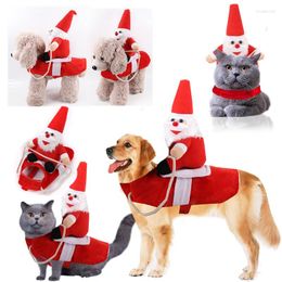 Dog Apparel Pet Christmas Clothes Cat Funny Jacket Coat Horse Riding Costume Santa Claus Autumn Winter Supplies For Medium Large