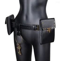 Waist Bags Leisure And Fashionable Retro PU Leather MINI Bag With Solid Colour Rivet Lock Button Punk Motorcycle