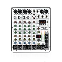 6Channel Audio Mixer ARVOMIC DJ with USB Interface Bluetooth Function 16 DSP Effects and 3Band EQ ARMX6 y240126