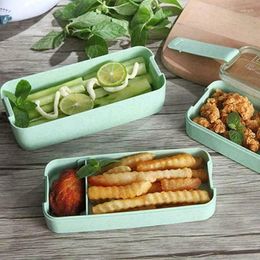 Dinnerware Sets Lunch Box 3 Layer Wheat Straw Bento Microwave Container Lunchbox