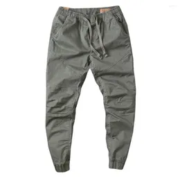 Men's Pants Men Simple Vintage Cropped Trousers Streetwear Joggers Pure Colour Slim For Daily Wear