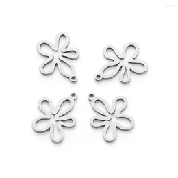 Charms 20pcs Zinc Alloy Stainless Steel Hollow Bezel Frame Flower Pendant For Diy Necklace Earrings Jewellery Making Finding