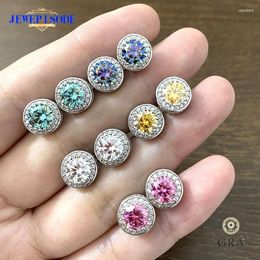 Stud Earrings JEWEPISODE 925 Sterling Silver Moissanite Luxury 1 Carat 6.5MM D Colour Full Diamond Jewellery For Women Drop