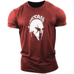 Men's T-Shirts Vintage Mens T Shirt Spartan Print 3D T-Shirts Summer Short Sleeve Tops Personality Streetwear Oversized Tee Shirt Men Clothes