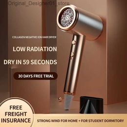 Hair Dryers Hair Dryer 1500W Hair Care with Collagen Strong Wind Multi-speed Air Temperature Regulation Fast Drying Low Radiation Q240131