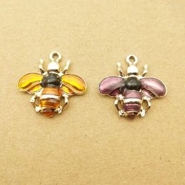 Charms 10pcs Enamel Bee Charm For Jewelry Making Earring Pendant Necklace Bracelet Keychain Accessories Diy Craft Supplies