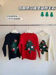 Women's Sweaters Autumn Winter 3D Christmas Tree Pullovers O-Neck Knitwears Sweater Harajuku Kawaii Sweet Holiday Women Warm Thicken High