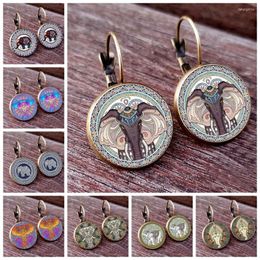 Stud Earrings Charming Elephant Ganesha Wisdom God Meditation Buddha Statue Glass Dome Women's Jewelry Earhooks