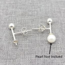 Stud Earrings 4prs Of 925 Sterling Silver T Earring Post W/ Cup Peg For Half Driled Pearl