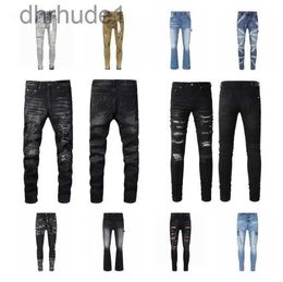 Jeans Mens Purple Designer Pants Ripped Straight Leg Regular Denim Ripped Faded Wash Vintage Jeans Fashion Street Hip Hop Alphabet Print Patchwork Luxury 8DXO