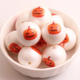 Beads Kwoi Vita Custom Halloween 20MM 100pcs Chunky Acrylic Print Pumpkin Beads for Kids Necklace Jewelry!