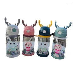 Water Bottles 600ml Cup Cute Bottle Children's Large Capacity Straw Cartoon Portable Plastic Without BPA