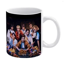 Mugs Stray Kids ALL IN Poster White Mug Coffee 330ml Ceramic Home Milk Tea Cups And Travel Gift For Friends Kpop