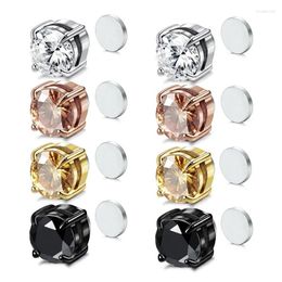 Stud Earrings 1Pair Magnetic Ear Studs Men Women Round Magnet Crystal Stone Earring No Hole Nails Non-piercing Jewellery