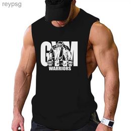 Men's Tank Tops Mens Bodybuilding Tank Tops Black White Letter Print Gym Fitness Soft Absorb Sweat Cotton Low Slit Vest Sleeveless T-Shirt YQ240131