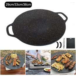 Pans Grill Pan Korean Round Non-Stick Barbecue Plate Outdoor Travel Camping Frying Accessories Cooking Supplies