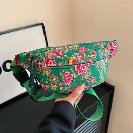 Waist Bags Gorgeous Flower Printed Fanny Packs For Women Chinese Style Bag Female Pack Ladies Crossbody Chest 2024 Trended