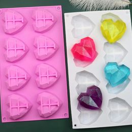 Baking Moulds 8 Cavity Diamond Heart Silicone Cake Mould 3D HLove Shape Fondant Mousse Chocolate Kitchen Mould Soap And Ice Cube Moulds