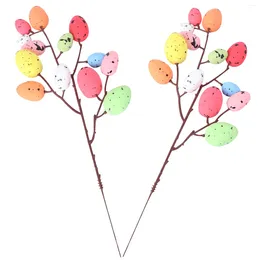 Decorative Flowers 2 Pcs Easter Egg Cuttings Ornament Boho Decor Eggs Inserts Flower Arrangement Office Artificial Decoration Picks