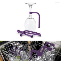 Kitchen Storage 4Pcs Adjust Silicone Wine Glass Dishwasher Goblet Holder Safer Stemware Saver Utensils Clip Washing Assistant