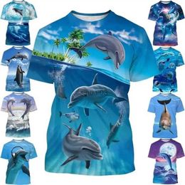 Men's T-Shirts Smile Dolphin T Shirt Men Casual 3D Funny Dolphins Printed Short-sleeved T-shirt Cute Womens Clothing Kawaii Kid Tops Tee Shirts