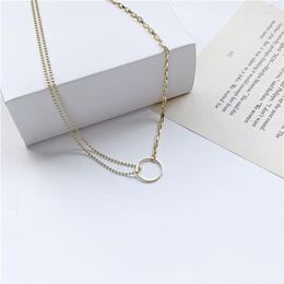 Pendant Necklaces Korean Classic Simple Metal Asymmetric Chain Hollow Hoop Pendent Necklace For Women Girls Men Kids Collar Jewelr265h