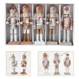 1 Set Christmas Wooden Doll Decor Christmas Nutcracker Doll Pendant Creative Glittering Ornament for Party Store Hom12694