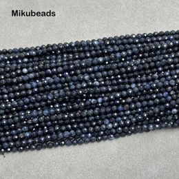 Loose Gemstones Wholesale Natural 3mm Rare Dark Sapphire Faceted Round Beads For Making Jewellery DIY Necklace Bracelet Or Gift