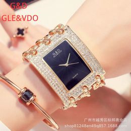 Diamond & D Gaishideng Foreign Trade Cross-Border Three-Chain Large Diamond-Embedded Quartz Womens Watch Non-Mechanical Watc251j