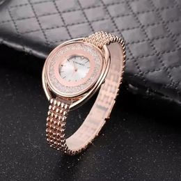 Cagarny Quartz Watch For Women Top Fashion Womens Wrist Watches Female Clock Silver Bracelet Crystal Wristwatches296W