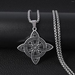 Chains Celtic Knot Necklace For Men Waterproof Stainless Steel Box Chain Collar Vintage Gothic Protection Amulet Gifts Him Jewellery