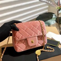 Chic Classic Lattice Cross Body Designer Bag For Women Velvet Shoulder Bags Women Mini Chain Designer Handbag Ladies Fashion Diamond Lattice Messenger Bag Purse