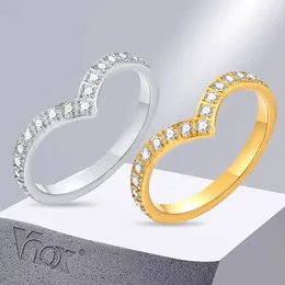 Cluster Rings Vnox Delicate Bling Pointed V Shaped Chevron For Women Lady Girls Gold Colour Stainless Steel Party Gift Jewellery