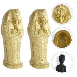 Garden Decorations Ancient Egypt Pharaoh Figurine Resin Coffin Boxes Miniature Handicraft Props Halloween Party Layout