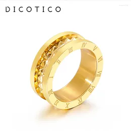 Cluster Rings Trendy Ring For Women Men Stainless Steel Metal Resin Unisex Roman Numerals Mother Gifts 2024 Fashion Party Jewellery