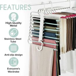 Hangers Magic 9 Layers Plastic Pants Hanger Space Saving MultLayers Clothing Rack Metal Coat Holder For Jeans Camisole Organiser