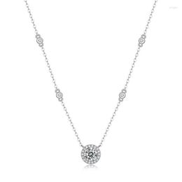 Pendant Necklaces Trendy 925 Sterling Silver 1ct D Color VVS1 Moissanite Clavicle Necklace Women Jewelry Plated White Gold Diamond178h