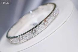 Original 1to1 C-arter Bracelet Three Row Diamond Full Clasp Design Online Red Live with Goods for Valentines Day GiftQBTA