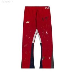 Men's Pants Galleries Sweatpants Dept Speckled Letter Print Mens Womens Couple Loose Versatile Casual Straight Graffiti Red Grey White Yh