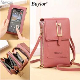Cell Phone Pouches Buylor Soft Leather Womens Bag Touch Screen Mobile Bags Wallets Fashion Women Bags Crossbody Shoulder Strap Handbag Coin Purse YQ240131