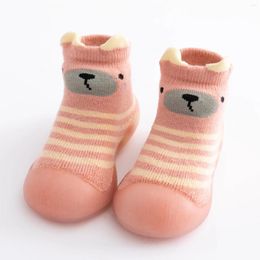 First Walkers Cartoon Shoes For Kids Toddler Baby Boys Girls Solid Warm Knit Soft Sole Rubber Slipper Stocking Sock