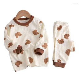 Clothing Sets Baby Boys Girls Loungewear Spring Autumn Long Sleeve Outfits Kids T-shirts Pant Cartoon Print Colour Home