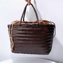 Shoulder Bags andmade PU Weave Drawstring Tote For Women Luxury Designer andbags Purse 2024 New In Vintage Wit Inner Pocket SoulderH24131
